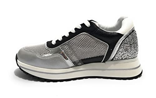 Scarpe Liu-Jo sneaker Kiss 03 ecopelle silver/ black Z23LJ06 4F2775 38 von Liu Jo