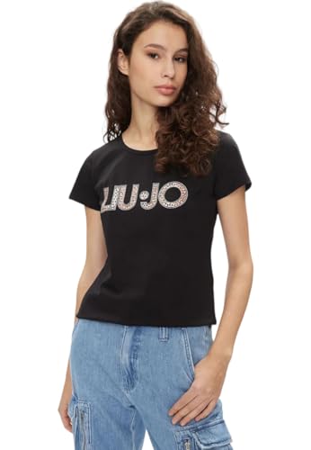 T shirt donna Liu Jo basica con logo animalier nero ES24LJ22 VA4105 JS003 M von Liu Jo
