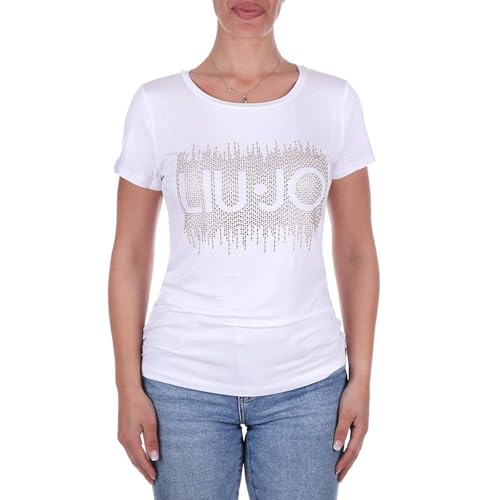 T shirt donna Liu Jo con logo e strass bianco ES24LJ42 VA4154 JS360 M von Liu Jo