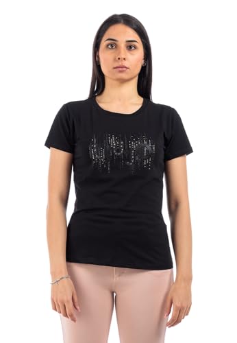 T shirt donna Liu Jo con logo in strass nero ES24LJ05 TA4246 JS003 L von Liu Jo