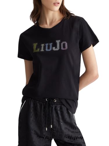 T shirt donna Liu Jo con logo in strass nero ES24LJ36 TA4204 JS923 M von Liu Jo