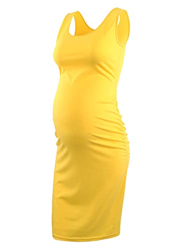 Liu & Qu Damen Umstandskleid ärmellos Tank Kleider Seite Rüschen Bodycon Kleid für tägliches Tragen oder Babyparty - - Groß von Liu & Qu