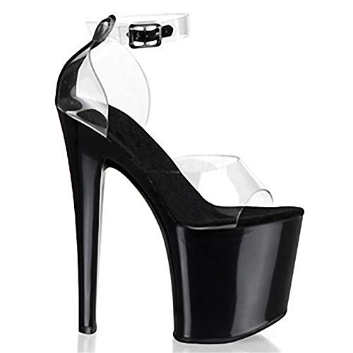 LiuGUyA High Heels 20CM Bühne Transparent Catwalk Kristall Sandalen Pole Dance Kleid Schuhe,Black-34 von LiuGUyA