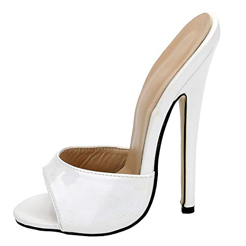 LiuGUyA High Heels Sandalen 18CM Schuhe Leder Partyschuhe,White-36 von LiuGUyA