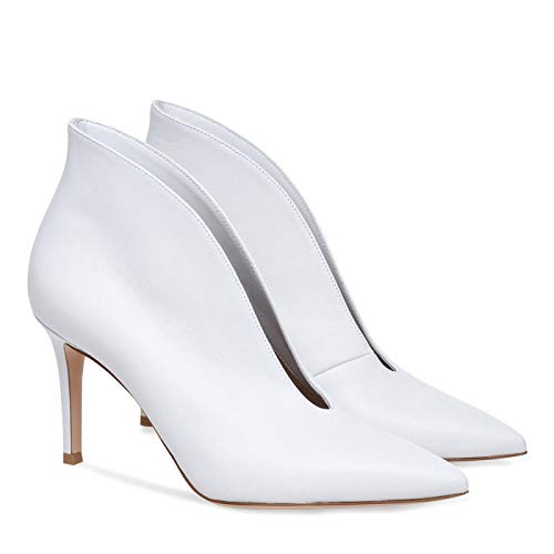 LiuGUyA High Heels Spitzschuh Stiefeletten Frühling und Herbst Plus Size Custom Damenschuhe,White-46 von LiuGUyA