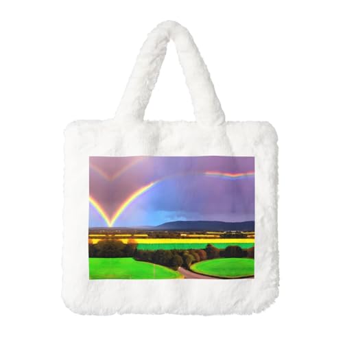 Abend-Regenbogen-Plüsch-Handtasche: flauschige Damen-Umhängetasche, Herbst/Winter, Umhängetasche, Münztasche, Geldbörse Abend-Regenbogen-Plüsch-Handtasche: flauschige Damen-Umhängetasche, Herbst/Winter, Umhängetasche, Münztasche, Geldbörse von LiuMng
