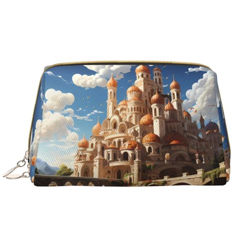 Anime Castle Sky Make-up-Tasche für Damen, großes Fassungsvermögen, Reise-Kosmetiktasche, PU-Leder, Reißverschluss, tragbar, weit geöffneter Organizer von LiuMng