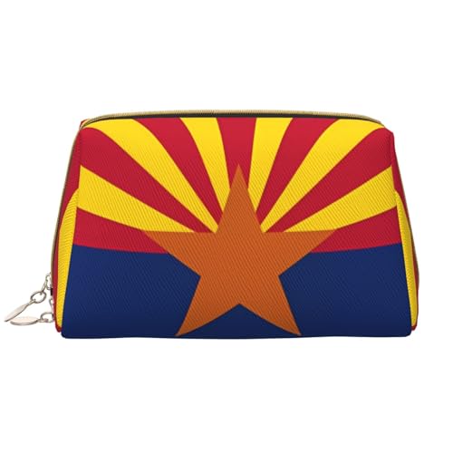 Arizona-Flaggen-Make-up-Tasche für Damen, großes Fassungsvermögen, Reise-Kosmetiktasche, PU-Leder, Reißverschluss, tragbar, weit offen, weiß, Einheitsgröße Arizona-Flaggen-Make-up-Tasche für Damen, großes Fassungsvermögen, Reise-Kosmetiktasche, PU-Leder, Reißverschluss, tragbar, weit offen, weiß, Einheitsgröße von LiuMng