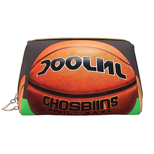 Basketball-Hintergrund, Make-up-Tasche für Damen, großes Fassungsvermögen, Reise-Kosmetiktasche, PU-Leder, Reißverschluss, tragbar, weit offen, weiß, Einheitsgröße Basketball-Hintergrund, Make-up-Tasche für Damen, großes Fassungsvermögen, Reise-Kosmetiktasche, PU-Leder, Reißverschluss, tragbar, weit offen, weiß, Einheitsgröße von LiuMng