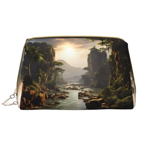 Berge und Flüsse Make-up-Tasche für Damen, großes Fassungsvermögen, Reise-Kosmetiktasche, PU-Leder, Reißverschluss, tragbar, weit geöffnet, Organizer Berge und Flüsse Make-up-Tasche für Damen, großes Fassungsvermögen, Reise-Kosmetiktasche, PU-Leder, Reißverschluss, tragbar, weit geöffnet, Organizer von LiuMng