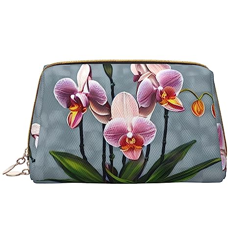 Blooming Orchids Make-up-Tasche für Damen, großes Fassungsvermögen, Reise-Kosmetiktasche, PU-Leder, Reißverschluss, tragbar, weit offen, weiß, Einheitsgröße von LiuMng