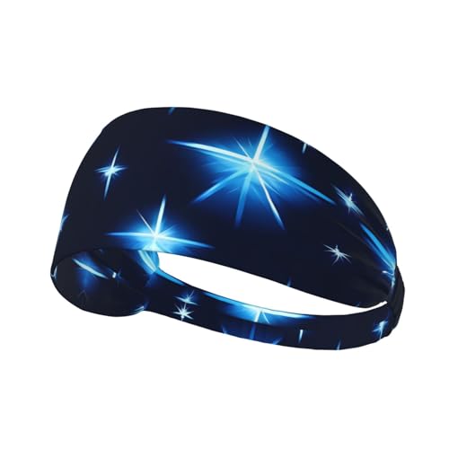 Breite Stirnbänder für Damen und Herren – Cartoon-Blauer Sternendruck, elastische Sport-Haarbänder, für Workout, Laufen Breite Stirnbänder für Damen und Herren – Cartoon-Blauer Sternendruck, elastische Sport-Haarbänder, für Workout, Laufen von LiuMng