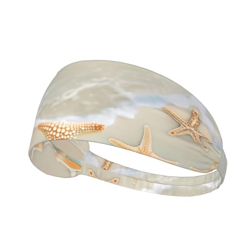 Breite Stirnbänder für Damen und Herren – Strand-Seestern-Druck, elastische Sport-Haarbänder, für Workout, Laufen Breite Stirnbänder für Damen und Herren – Strand-Seestern-Druck, elastische Sport-Haarbänder, für Workout, Laufen von LiuMng