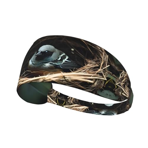 Breite Stirnbänder für Damen und Herren – kleines Vogelnest Druckkopfband, elastische Sport-Haarbänder, für Workout, Laufen Breite Stirnbänder für Damen und Herren – kleines Vogelnest Druckkopfband, elastische Sport-Haarbänder, für Workout, Laufen von LiuMng