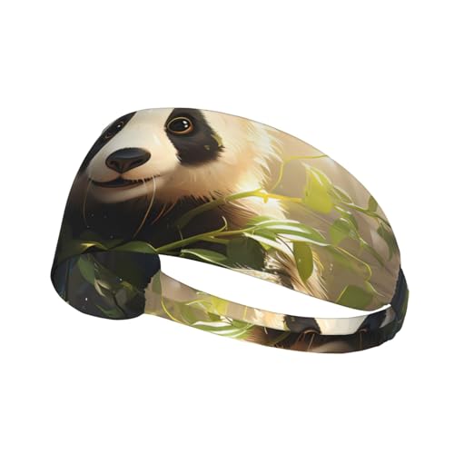 Breite Stirnbänder für Damen und Herren – niedlicher Panda-Pflanzendruck, elastische Sport-Haarbänder, für Workout, Laufen von LiuMng