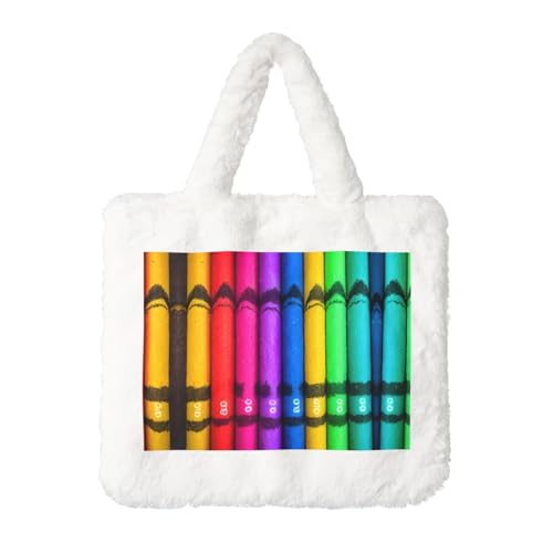 Bunte Buntstifte, Plüsch-Handtasche: flauschige Damen-Schultertasche – Herbst/Winter, Umhängetasche, Münztasche, Geldbörse Bunte Buntstifte, Plüsch-Handtasche: flauschige Damen-Schultertasche – Herbst/Winter, Umhängetasche, Münztasche, Geldbörse von LiuMng