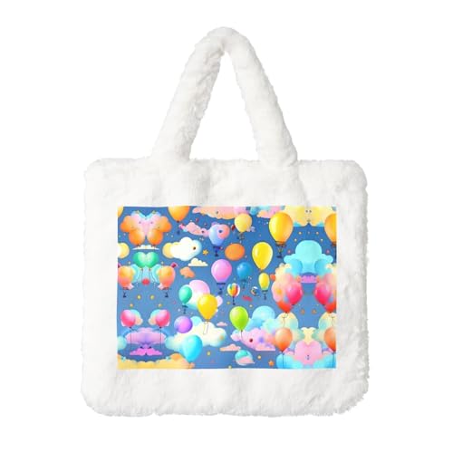 Bunte Luftballon-Plüsch-Handtasche: flauschige Damen-Schultertasche – Herbst/Winter, Umhängetasche, Münztasche Bunte Luftballon-Plüsch-Handtasche: flauschige Damen-Schultertasche – Herbst/Winter, Umhängetasche, Münztasche von LiuMng