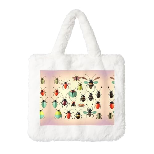Cartoon Kleine Insekten Plüsch Handtasche: Damen Flauschige Schultertasche - Herbst / Winter Tote Crossbody Tasche Münztasche Geldbörse Cartoon Kleine Insekten Plüsch Handtasche: Damen Flauschige Schultertasche - Herbst / Winter Tote Crossbody Tasche Münztasche Geldbörse von LiuMng