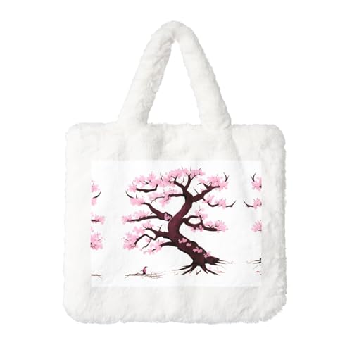 Cherry Blossoms Tree Plüsch Handtasche: Damen Flauschige Schultertasche - Herbst/Winter Tote Crossbody Bag Münztasche Geldbörse Cherry Blossoms Tree Plüsch Handtasche: Damen Flauschige Schultertasche - Herbst/Winter Tote Crossbody Bag Münztasche Geldbörse von LiuMng