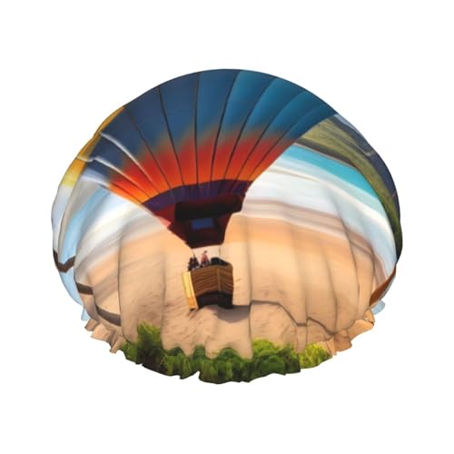 Doppellagige wasserdichte Duschhaube, Hawaii-Heißluftballon, elastisch, wiederverwendbar, Duschhaube, Haarschutz, Hut für Damen und Herren Doppellagige wasserdichte Duschhaube, Hawaii-Heißluftballon, elastisch, wiederverwendbar, Duschhaube, Haarschutz, Hut für Damen und Herren von LiuMng