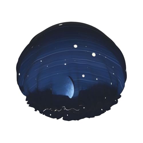 Doppellagige wasserdichte Duschhaube, dunkelblau, Nachtsicht, elastisch, wiederverwendbar, Haarschutz, Hut für Damen und Herren von LiuMng