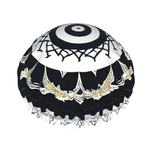 Doppellagige wasserdichte Duschhaube, schwarz und weiß, rund, Totem, elastisch, wiederverwendbar, Duschhaube, Haarschutz, Hut für Damen und Herren Doppellagige wasserdichte Duschhaube, schwarz und weiß, rund, Totem, elastisch, wiederverwendbar, Duschhaube, Haarschutz, Hut für Damen und Herren von LiuMng