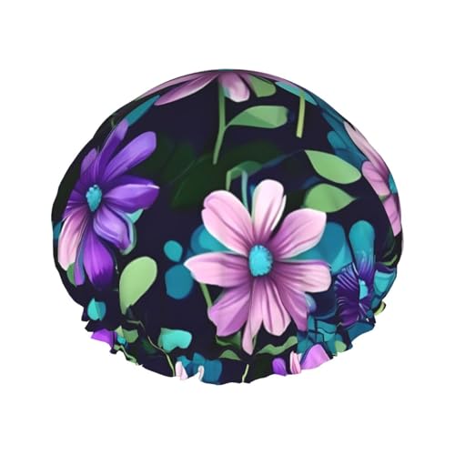 Doppellagige wasserdichte Duschhaube, violette Kamelie, elastisch, wiederverwendbar, Haarschutz, Hut für Damen und Herren Doppellagige wasserdichte Duschhaube, violette Kamelie, elastisch, wiederverwendbar, Haarschutz, Hut für Damen und Herren von LiuMng