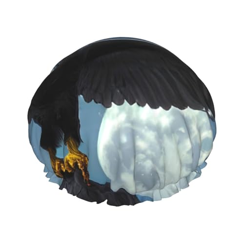 Doppellagige wasserdichte Duschhaube – Adler unter den Sternen, elastische, wiederverwendbare Duschhaube, Haarschutz, Hut für Damen und Herren Doppellagige wasserdichte Duschhaube – Adler unter den Sternen, elastische, wiederverwendbare Duschhaube, Haarschutz, Hut für Damen und Herren von LiuMng