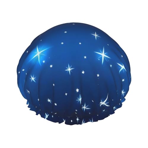 Doppellagige wasserdichte Duschhaube – Blaues Sternmuster, elastisch, wiederverwendbar, Duschhaube, Haarschutz, Hut für Damen und Herren Doppellagige wasserdichte Duschhaube – Blaues Sternmuster, elastisch, wiederverwendbar, Duschhaube, Haarschutz, Hut für Damen und Herren von LiuMng