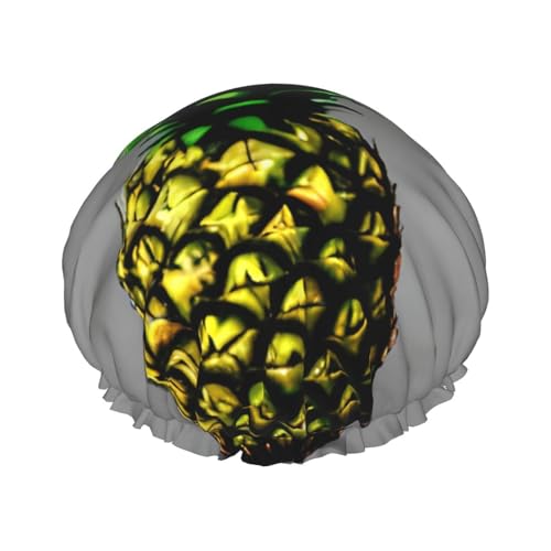 Doppellagige wasserdichte Duschhaube – Cartoon-Ananas, elastisch, wiederverwendbar, Duschhaube, Haarschutz, Hut für Damen und Herren Doppellagige wasserdichte Duschhaube – Cartoon-Ananas, elastisch, wiederverwendbar, Duschhaube, Haarschutz, Hut für Damen und Herren von LiuMng