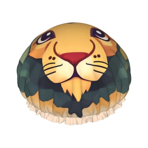 Doppellagige wasserdichte Duschhaube – Cartoon-Löwe, elastisch, wiederverwendbar, Duschhaube, Haarschutz, Hut für Damen und Herren Doppellagige wasserdichte Duschhaube – Cartoon-Löwe, elastisch, wiederverwendbar, Duschhaube, Haarschutz, Hut für Damen und Herren von LiuMng