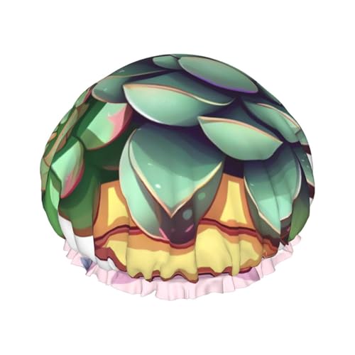 Doppellagige wasserdichte Duschhaube – Cartoon-Sukkulenten, elastisch, wiederverwendbar, Duschhaube, Haarschutz, Hut für Damen und Herren Doppellagige wasserdichte Duschhaube – Cartoon-Sukkulenten, elastisch, wiederverwendbar, Duschhaube, Haarschutz, Hut für Damen und Herren von LiuMng