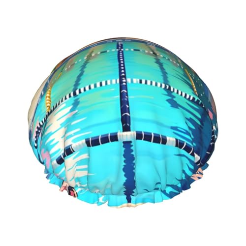 Doppellagige wasserdichte Duschhaube – Flamingo und Schwimmbad, elastisch, wiederverwendbar, Duschhaube, Haarschutz, Hut für Damen und Herren Doppellagige wasserdichte Duschhaube – Flamingo und Schwimmbad, elastisch, wiederverwendbar, Duschhaube, Haarschutz, Hut für Damen und Herren von LiuMng