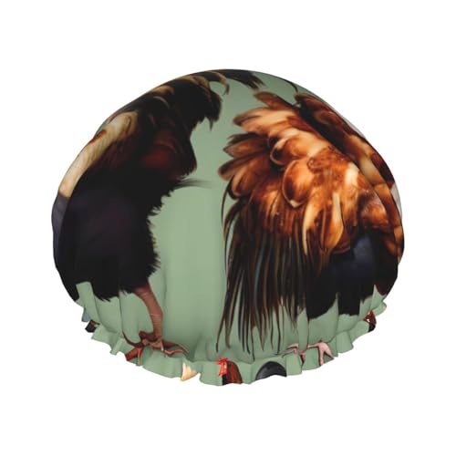 Doppellagige wasserdichte Duschhaube – Hahn- und Huhn-elastische, wiederverwendbare Duschhaube, Haarschutz, Hut für Damen und Herren Doppellagige wasserdichte Duschhaube – Hahn- und Huhn-elastische, wiederverwendbare Duschhaube, Haarschutz, Hut für Damen und Herren von LiuMng