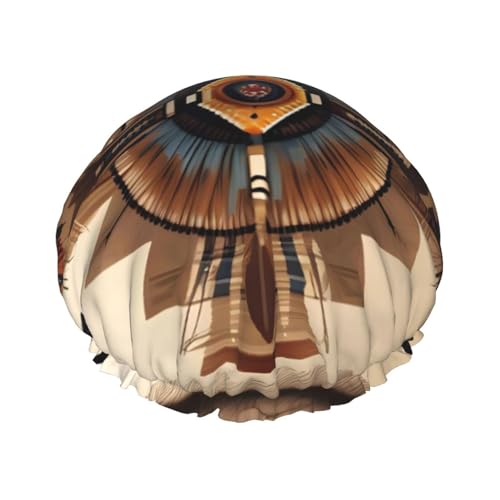 Doppellagige wasserdichte Duschhaube – Indianer-Malerei, elastisch, wiederverwendbar, Duschhaube, Haarschutz, Hut für Damen und Herren Doppellagige wasserdichte Duschhaube – Indianer-Malerei, elastisch, wiederverwendbar, Duschhaube, Haarschutz, Hut für Damen und Herren von LiuMng
