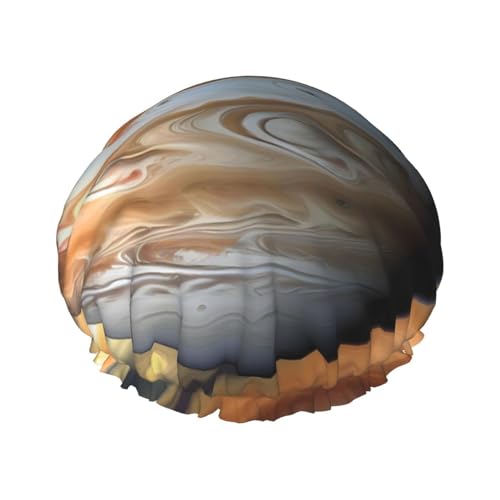Doppellagige wasserdichte Duschhaube – Jupiter Landschaft elastisch wiederverwendbar Duschhaube Haarschutz Hut für Damen und Herren von LiuMng