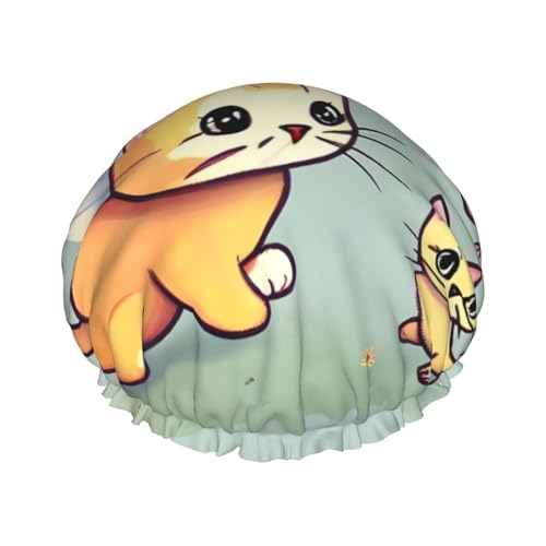 Doppellagige wasserdichte Duschhaube – Kätzchen, Schmetterling, elastisch, wiederverwendbar, Duschhaube, Haarschutz, Hut für Damen und Herren Doppellagige wasserdichte Duschhaube – Kätzchen, Schmetterling, elastisch, wiederverwendbar, Duschhaube, Haarschutz, Hut für Damen und Herren von LiuMng