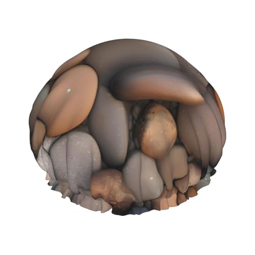 Doppellagige wasserdichte Duschhaube – Kieselsteine am Strand, elastisch, wiederverwendbar, Duschhaube, Haarschutz, Hut für Damen und Herren von LiuMng