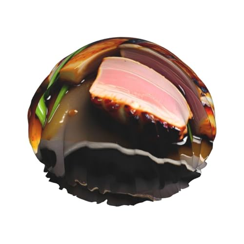 Doppellagige wasserdichte Duschhaube – Leckeres gegrilltes Fleisch, elastisch, wiederverwendbar, Duschhaube, Haarschutz, Hut für Damen und Herren Doppellagige wasserdichte Duschhaube – Leckeres gegrilltes Fleisch, elastisch, wiederverwendbar, Duschhaube, Haarschutz, Hut für Damen und Herren von LiuMng