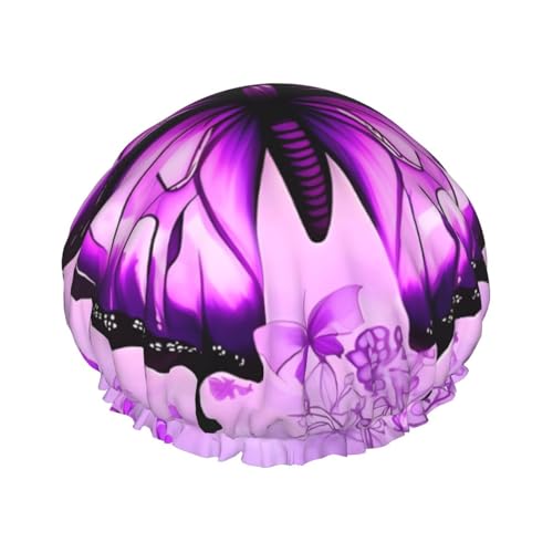 Doppellagige wasserdichte Duschhaube – Lila Schmetterling elastisch wiederverwendbar Duschhaube Haarschutz Hut für Damen und Herren Doppellagige wasserdichte Duschhaube – Lila Schmetterling elastisch wiederverwendbar Duschhaube Haarschutz Hut für Damen und Herren von LiuMng