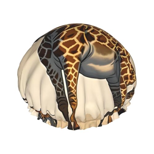 Doppellagige wasserdichte Duschhaube – Mutter und Kind Giraffe elastisch wiederverwendbar Duschhaube Haarschutz Hut für Damen und Herren von LiuMng
