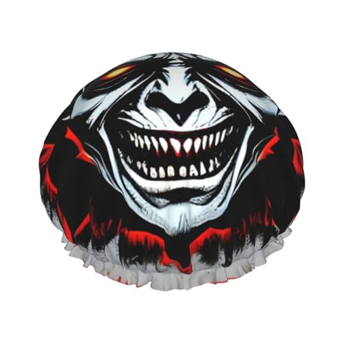 Doppellagige wasserdichte Duschhaube – Rot und Schwarz Böser Geist, elastisch, wiederverwendbar, Duschhaube, Haarschutz, Hut für Damen und Herren Doppellagige wasserdichte Duschhaube – Rot und Schwarz Böser Geist, elastisch, wiederverwendbar, Duschhaube, Haarschutz, Hut für Damen und Herren von LiuMng