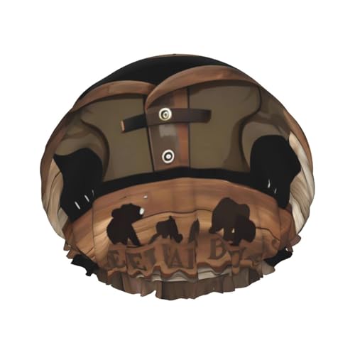 Doppellagige wasserdichte Duschhaube – Rustikaler Lodge-Bär, elastisch, wiederverwendbar, Duschhaube, Haarschutz, Hut für Damen und Herren Doppellagige wasserdichte Duschhaube – Rustikaler Lodge-Bär, elastisch, wiederverwendbar, Duschhaube, Haarschutz, Hut für Damen und Herren von LiuMng