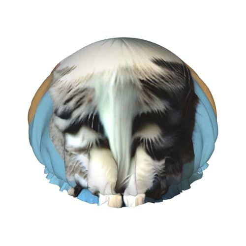 Doppellagige wasserdichte Duschhaube – Schlafzimmer, Kätzchen, elastisch, wiederverwendbar, Duschhaube, Haarschutz, Hut für Damen und Herren Doppellagige wasserdichte Duschhaube – Schlafzimmer, Kätzchen, elastisch, wiederverwendbar, Duschhaube, Haarschutz, Hut für Damen und Herren von LiuMng