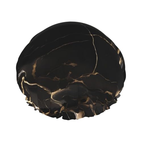 Doppellagige wasserdichte Duschhaube – Schwarz Gold Marmor Elastisch Wiederverwendbar Duschhaube Haarschutz Hut für Damen & Herren Doppellagige wasserdichte Duschhaube – Schwarz Gold Marmor Elastisch Wiederverwendbar Duschhaube Haarschutz Hut für Damen & Herren von LiuMng