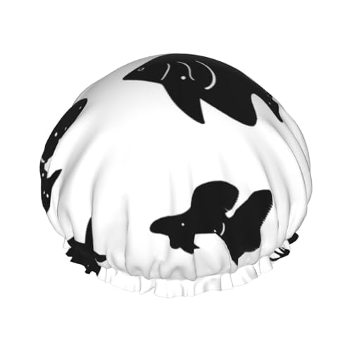 Doppellagige wasserdichte Duschhaube – Schwarz und Weiß Fisch elastisch wiederverwendbar Duschhaube Haarschutz Hut für Damen und Herren Doppellagige wasserdichte Duschhaube – Schwarz und Weiß Fisch elastisch wiederverwendbar Duschhaube Haarschutz Hut für Damen und Herren von LiuMng