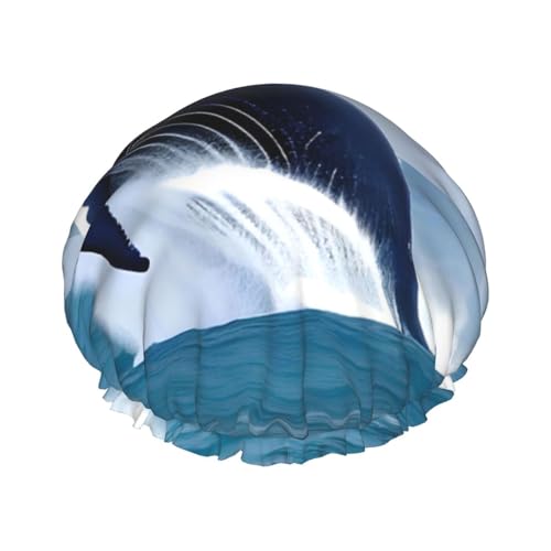 Doppellagige wasserdichte Duschhaube – Wale auf See elastische wiederverwendbare Duschhaube Haarschutz Hut für Damen und Herren Doppellagige wasserdichte Duschhaube – Wale auf See elastische wiederverwendbare Duschhaube Haarschutz Hut für Damen und Herren von LiuMng