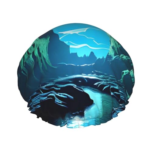 Doppellagige wasserdichte Duschhaube – Wasser-Mondhöhle, elastisch, wiederverwendbar, Duschhaube, Haarschutz, Hut für Damen und Herren Doppellagige wasserdichte Duschhaube – Wasser-Mondhöhle, elastisch, wiederverwendbar, Duschhaube, Haarschutz, Hut für Damen und Herren von LiuMng