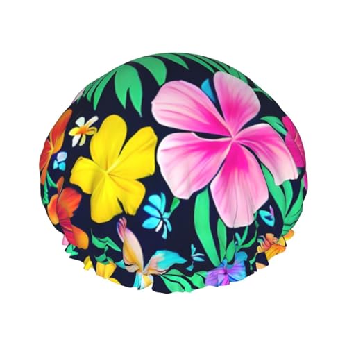 Doppellagige wasserdichte Duschhaube – bunte Blumen, elastisch, wiederverwendbar, Duschhaube, Haarschutz, Hut für Damen und Herren Doppellagige wasserdichte Duschhaube – bunte Blumen, elastisch, wiederverwendbar, Duschhaube, Haarschutz, Hut für Damen und Herren von LiuMng