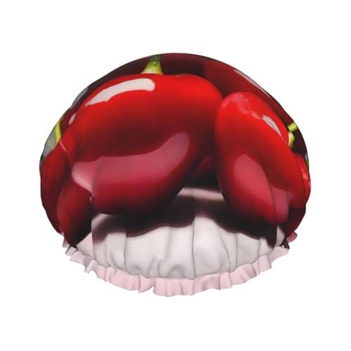 Doppellagige wasserdichte Duschhaube – chilenische Kirschen, elastisch, wiederverwendbar, Duschhaube, Haarschutz, Hut für Damen und Herren Doppellagige wasserdichte Duschhaube – chilenische Kirschen, elastisch, wiederverwendbar, Duschhaube, Haarschutz, Hut für Damen und Herren von LiuMng